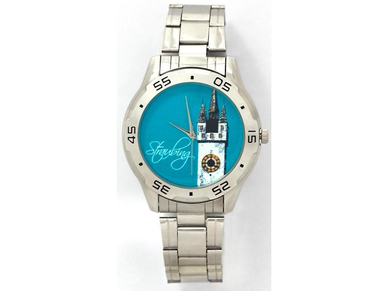 Armbanduhr Metall analog Stadtturm petrol