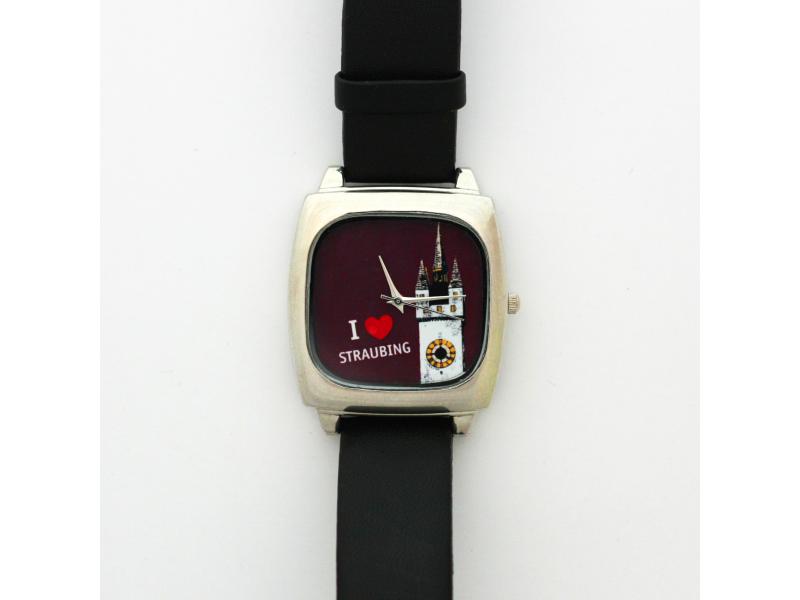 Armbanduhr Quadrat Stadtturm rot ILSR